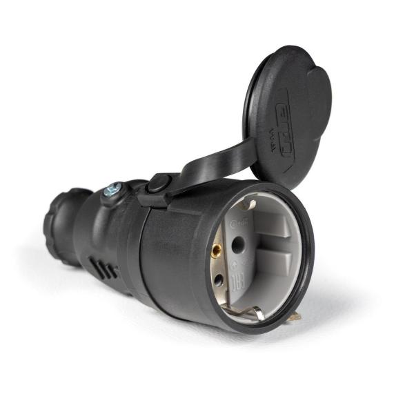 BASE AÉREA GOMA IP44 2P+T 250V 16A BORNE CON TORNILLOS CONTACTO LATERAL