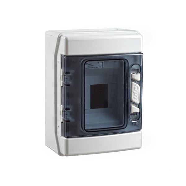 COFRET DISTRIBUCIÓN COMPACTO SUPERFICIE 1x4 MÓDULOS (ABS) PUERTA TRANSPARENTE