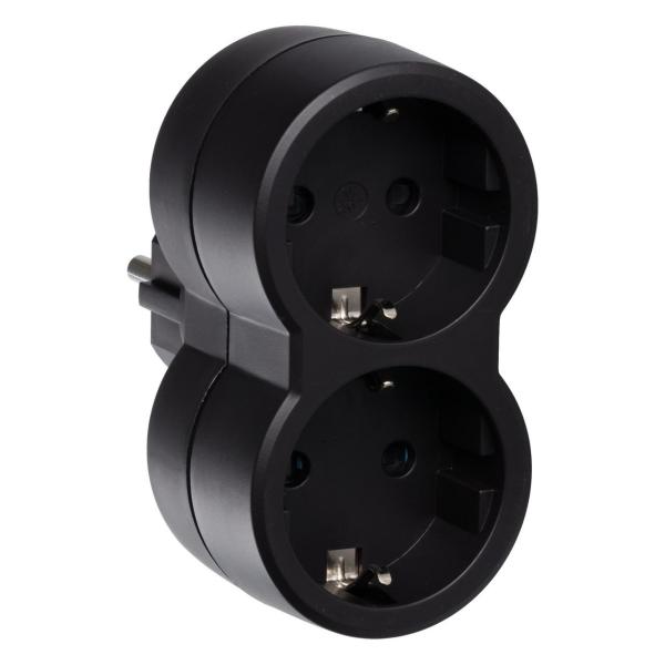 ADAPTADOR 3x2P + T FRONTAL NEGRO