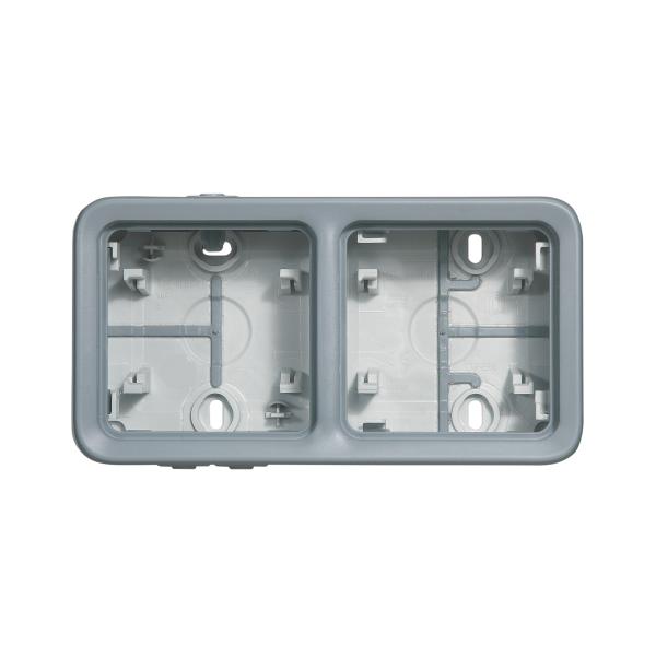 CAJA SUPERFICIE HORIZONTAL PLEXO 2 POSICIONES GRIS