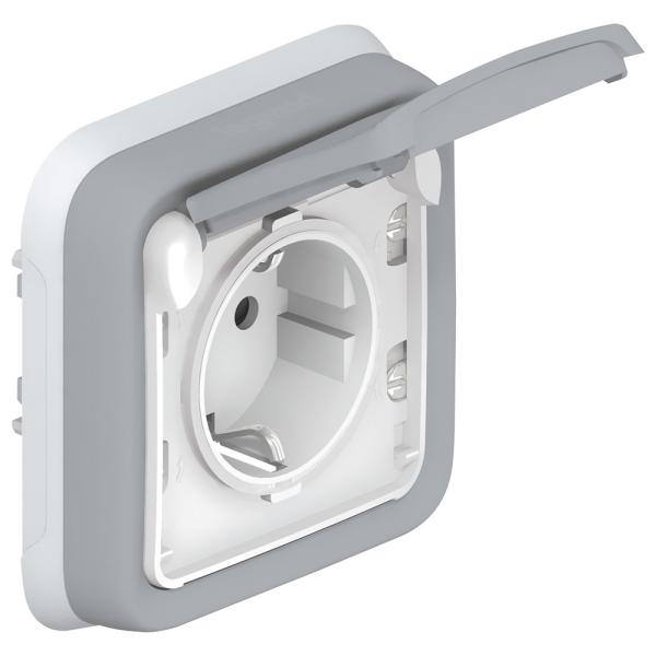 Base de corriente Plexo IP55 - 2P+T - montaje empotrado - Gris
