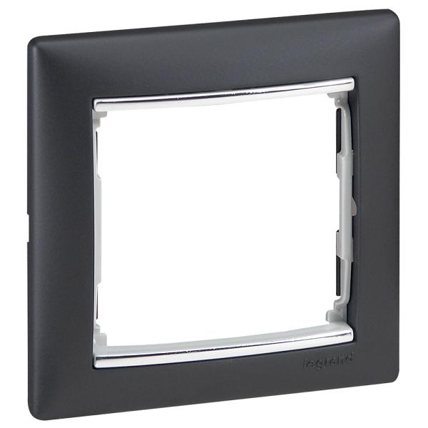 Placa embellecedora Valena de 1 elemento de color negro y plata