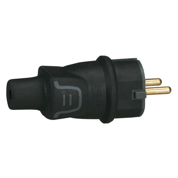 CLAVIJA 2P + TT 16A IP44 CAUCHO NEGRO