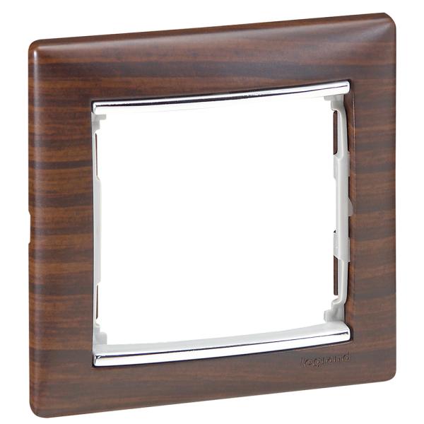 Placa embellecedora Valena de 1 elemento de color madera oscura plata