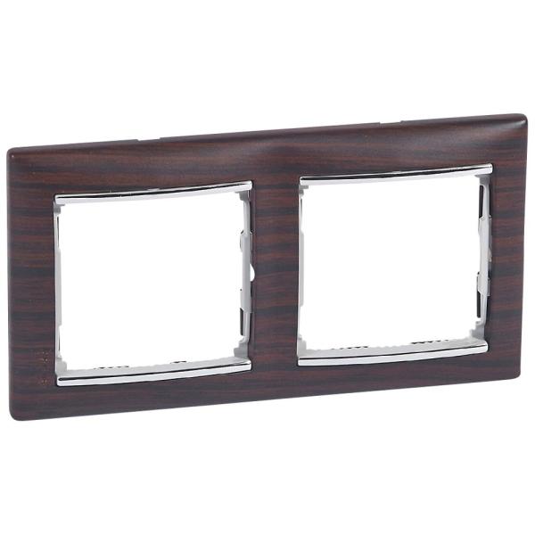 Placa embellecedora Valena de 2 elementos de color madera oscura plata