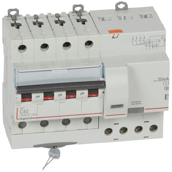 Magnetotérmico diferencial DX³ 6000/10kA curva C - 4P - 40A-30mA - Tipo AC