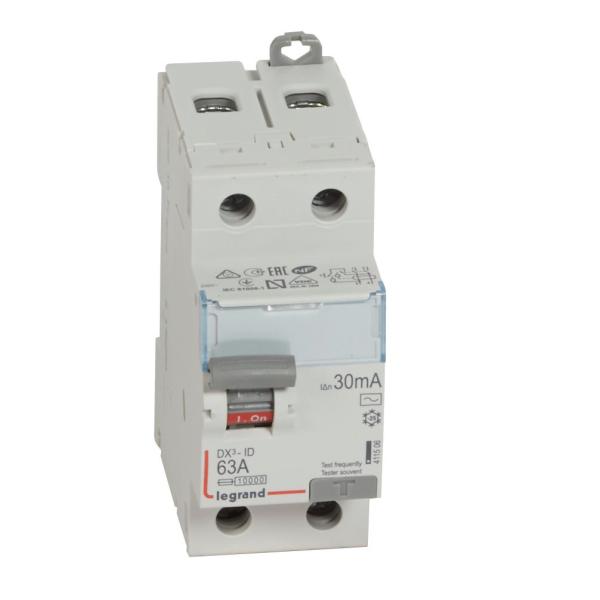 Interruptor diferencial DX³ - 2P - 230V~ - 63A - Tipo AC - 30mA - 2mod