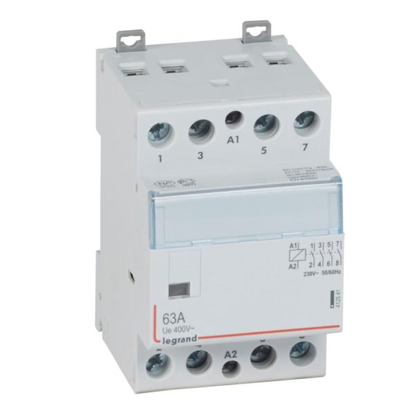 Contactor con bobina 230V~ - 4P - 400V~ - 63A - 4 NA - 3mod