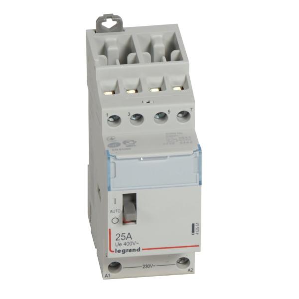 Contactor con bobina 230V~ - 4P - 250V~ - 25A - 4 NA - 2mod
