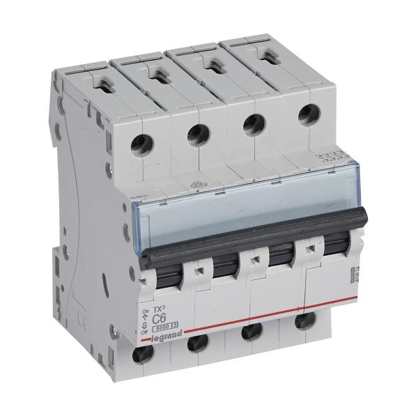 Magnetotérmico TX³ - 4P - 400V~ - 6A - curva C - 4mod