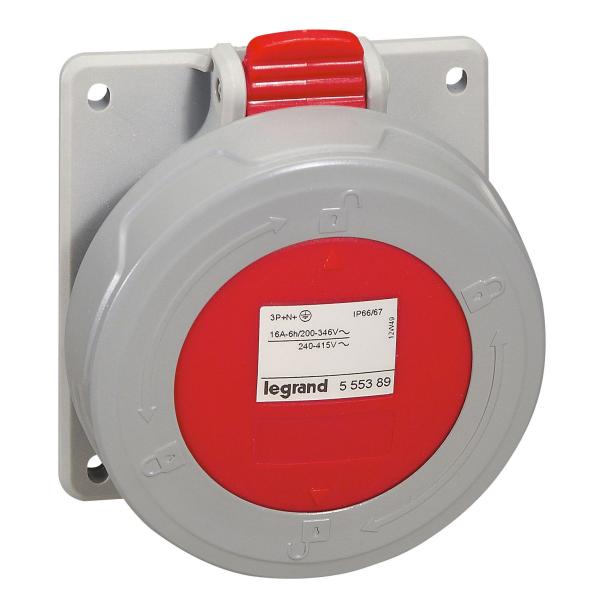Bases para cuadros entreejes unificado P17 PRO. 3P+N+T, 16A, IP66/67. Rojo