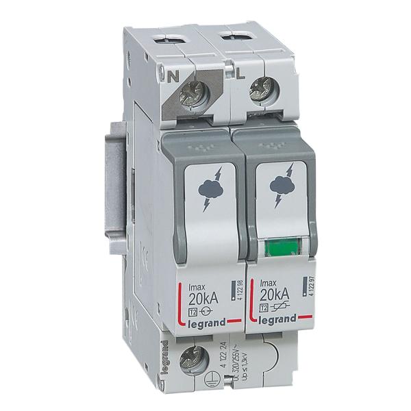 Limitador de sobretensiones T2 - Imax 20kA/polo - 1P+N - 320VA - 2mod
