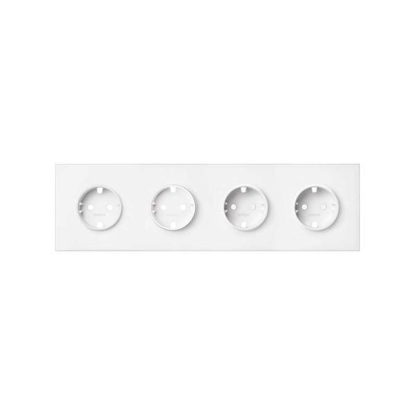 Kit front para 4 elementos con 4 bases enchufe schuko blanco mate Simon 100