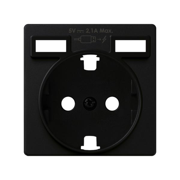 Tapa para la base de enchufe schuko con 2 cargadores USB tipo A 10,5W negro mate Simon 82