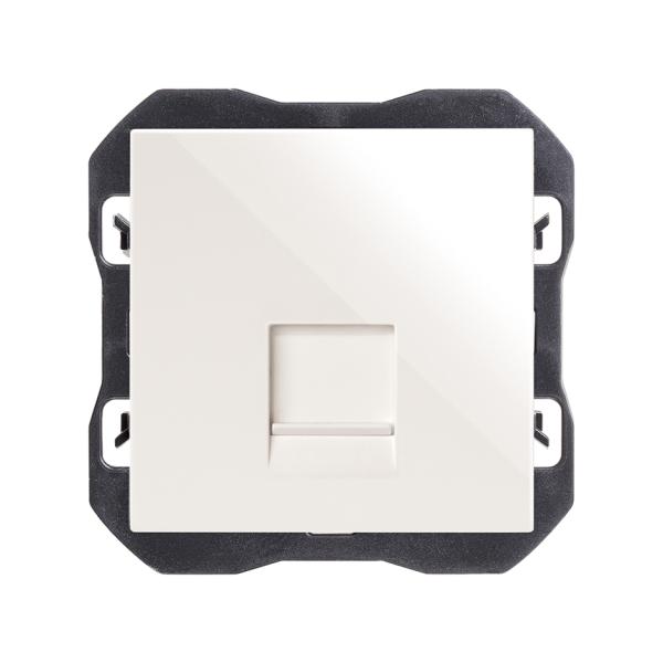 Tapa de voz y datos plana con guardapolvo con 1 conector RJ45 blanco Simon 270