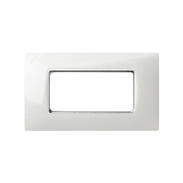 PLACA SIMON 27 CON 4 MÓDULOS ESTRECHOS Y 2 ANCHOS AMERICANA BLANCO NIEVE