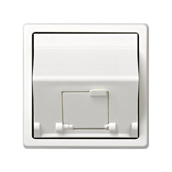 Placa de voz y datos inclinada con guardapolvo para 1 conector RJ45 AMP® blanco Simon 73 Loft