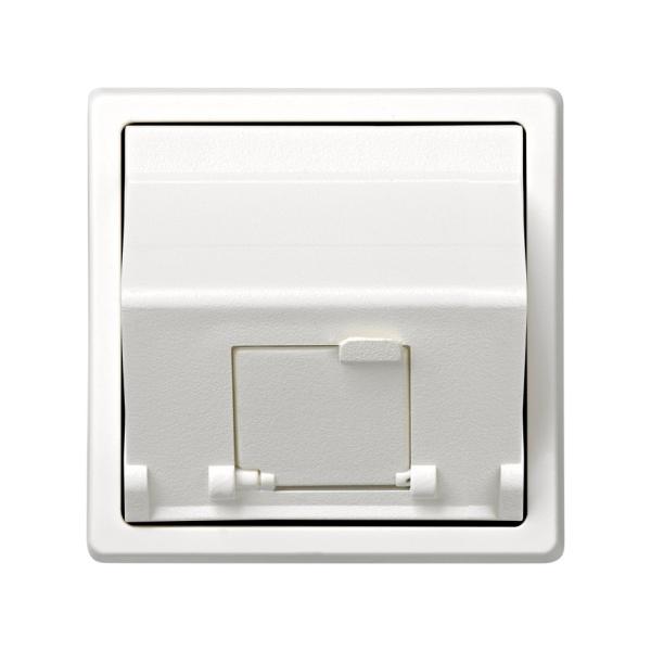 Placa de voz y datos inclinada con guardapolvo para 1 conector RJ45 AVAYA® blanco Simon 73 Loft