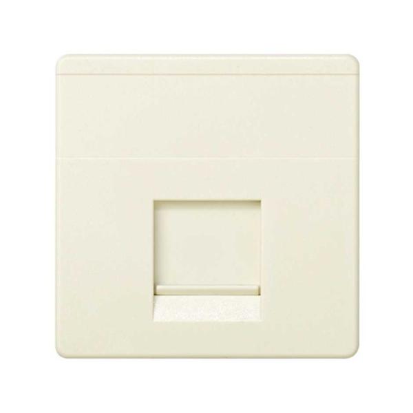 Placa de voz y datos plana con guardapolvo para 1 conector RJ45 AMP® marfil Simon 27 Play