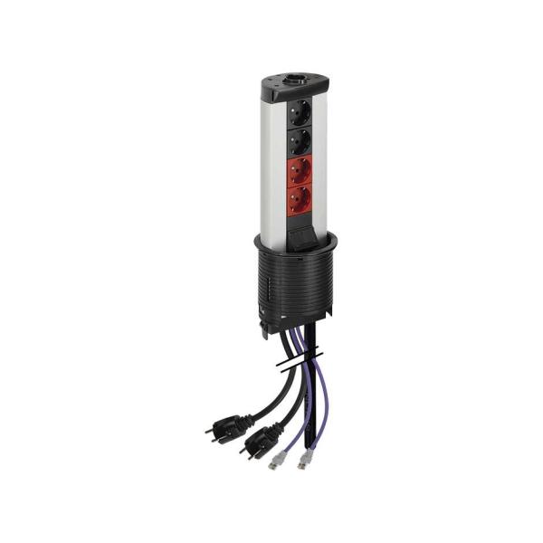 Perfil telescópico Teleblock con elevación automática configurado con 2 RJ45 de categoría 6 UTP aluminio Simon K45