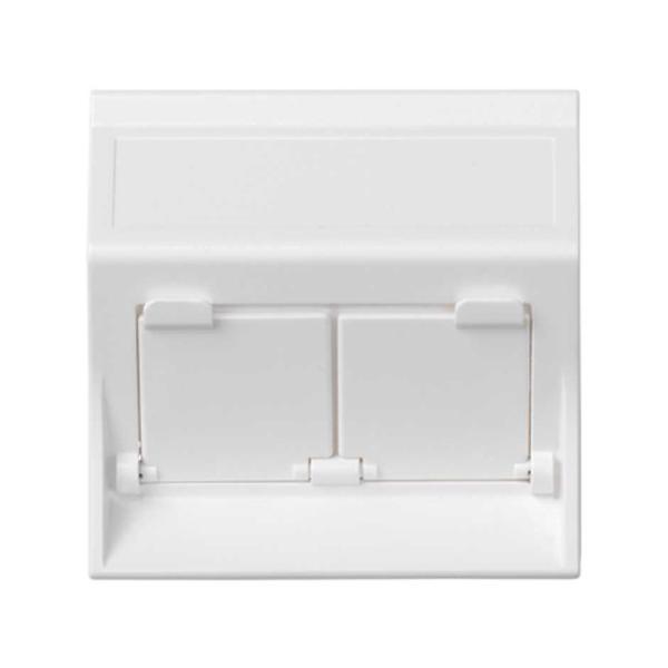 Placa de voz y datos inclinada con guardapolvo 1 elemento para 2 RJ45 blanco Simon 500 Cima