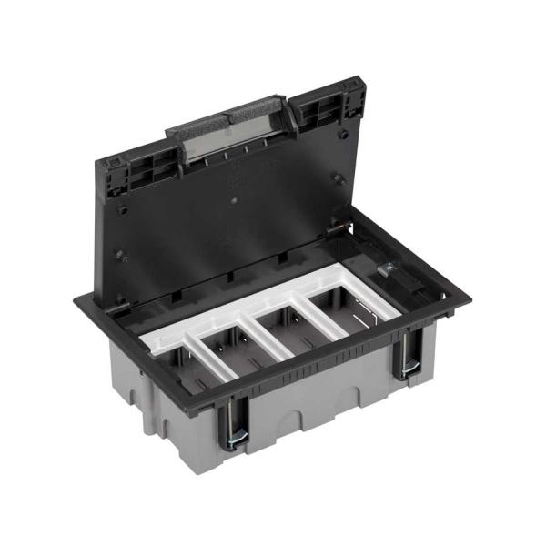 CAJA SUELO SIMON 500 CIMA CON 4 MDULOS 90mm GRAFITO