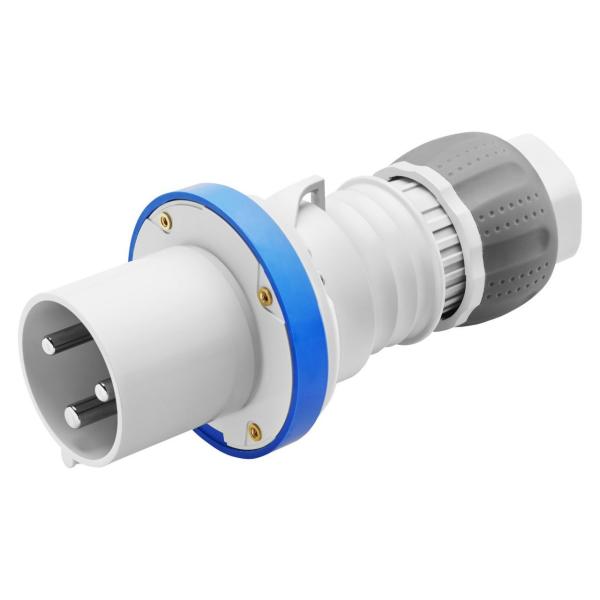 CLAVIJA MÓVIL RECTA HP 2P+T 63A 200-250V 50-60Hz 6h AZUL IP44/54