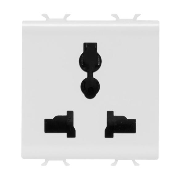 BASE MULTIESTÁNDAR 2 MÓDULOS 2P+T 13-15A 250-127V AC NORMA AUSTRALIANA BLANCO