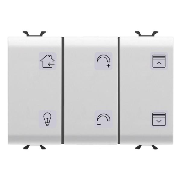 PULSADOR KNX SMBOLOS INTERCAMBIABLES 3 MDULOS 6 CANALES EN BLANCO