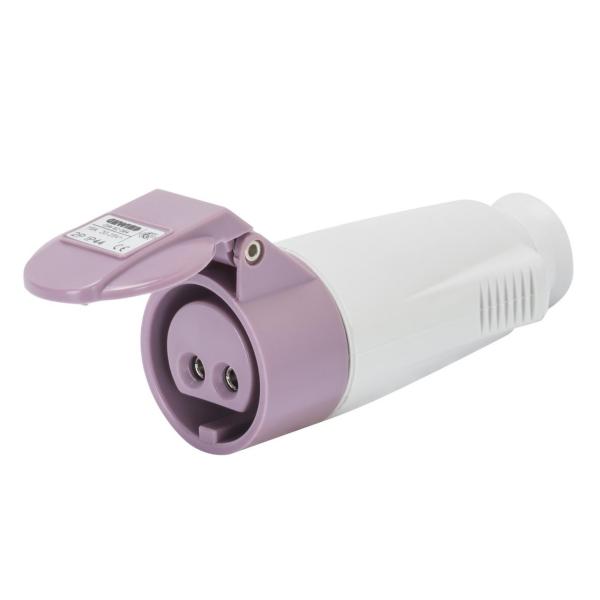 BASE MÓVIL RECTA CONEXIONADO DE TORNILLO 2P 32A 20-25V 50-60Hz VIOLETA IP44