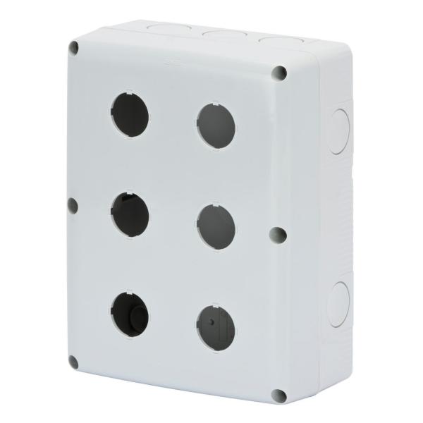 CONTENEDOR P/PULS.MDO.SEÑALIZADORES 6 MOD.d.22mm TP.GR RAL7035 IP66