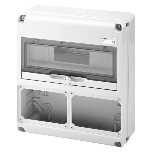 CAJA DISTRIBUCIÓN Q-DIN CON 14 MÓDULOS + 2 IB HORIZONTALES 16-32A IP65