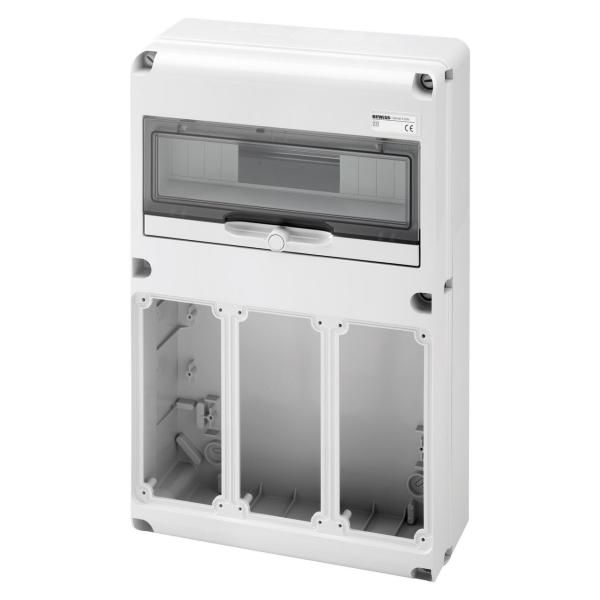 CAJA DISTRIBUCIÓN Q-DIN CON 14 MÓDULOS + 3 IB VERTICALES 16-32A IP65