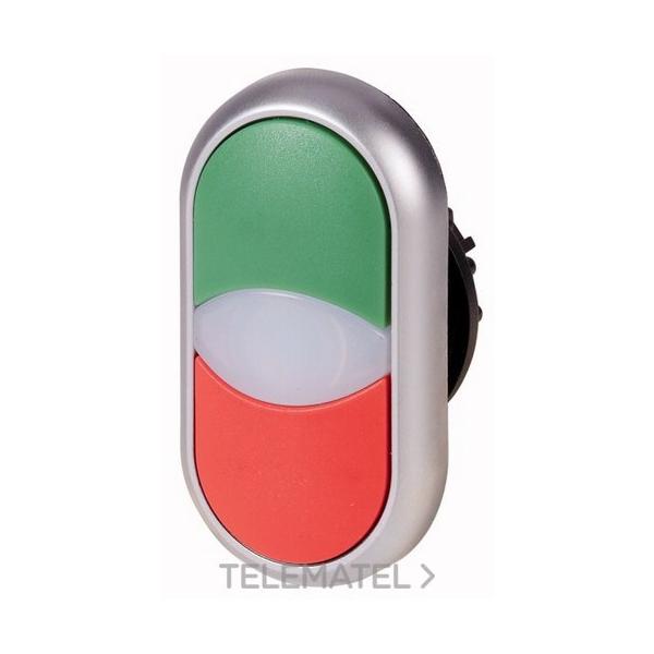 PULSADOR DOBLE M22-DDLGR CON LÁMPARA SEÑALIZACIÓN TITANIO VERDE / ROJO