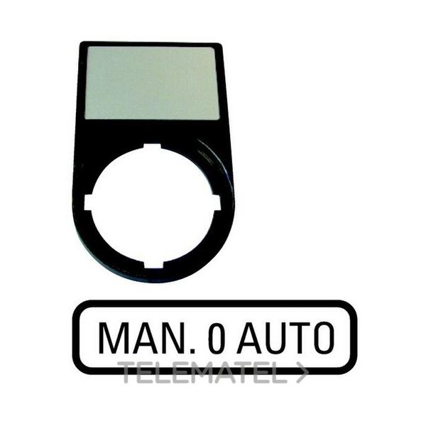 PLACA INDICADORA 30x50mm MAN-0-AUTO M22S-STGB12 NEGRA