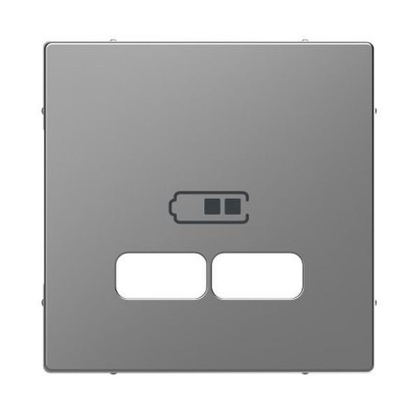 TAPA PARA TOMA DE CARGADOR DOBLE TIPO USB 2100mA EN COLOR ALUMINIO D-LIFE