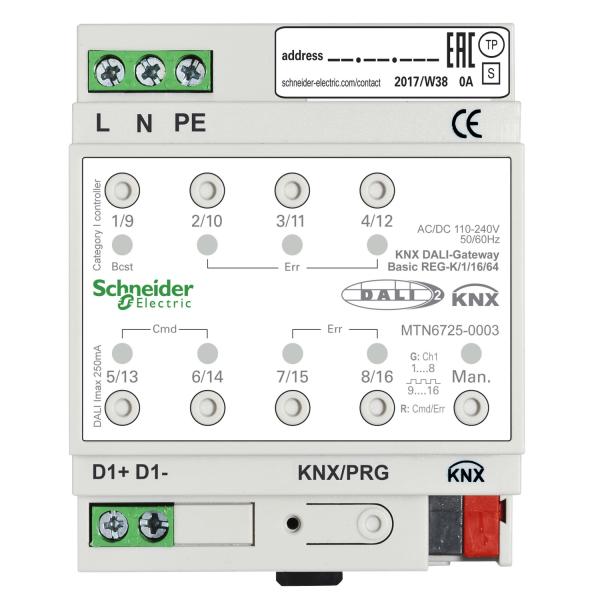 KNX - Gateway KNX-DALI Basic carril DIN 1 canal 16 escenas 64 balastos