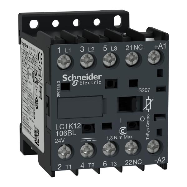 TeSys K contactor - 3P - AC-3 <= 440 V 12 A - 1 NO aux. - 24 V DC low