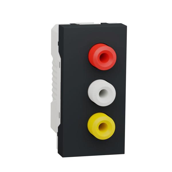 TOMA AUDIO-VIDEO 3 RCA 1 MODULO ANTRACITA