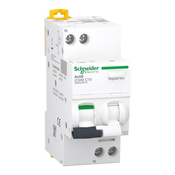 Interruptor automático diferencial combinado, Acti 9 iCV40, 1P+N, 10A, Curva C, 30mA, AC
