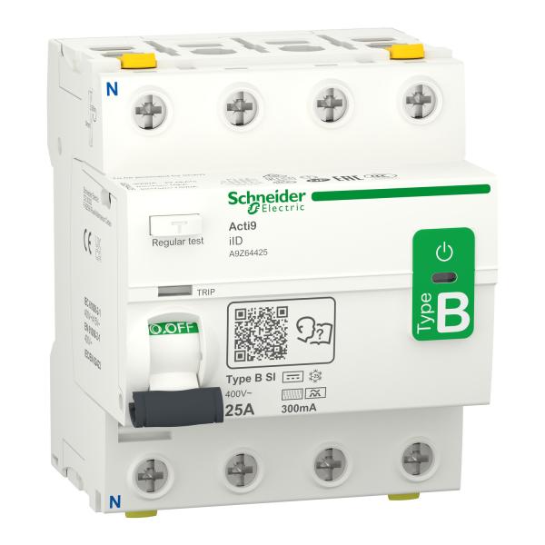 Acti9 iID - Disyuntor de corriente residual - 4P - 25A - 300mA - tipo B-SI