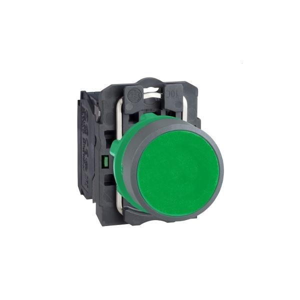 Pulsador verde  1na  color gris
