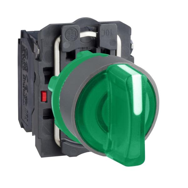 SELECTOR LUMINOSO XB5 VERDE 3 POSICIONES FIJAS 24V AC/DC COLOR GRIS
