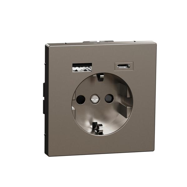 TOMA SCHUKO DOBLE USB A+C D-LIFE ALUMINIO