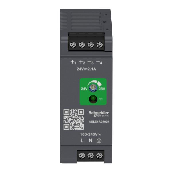 Fuente de alimentación regulada, 100-240v ac, 24v 2.1 a, monofásica, optimizada