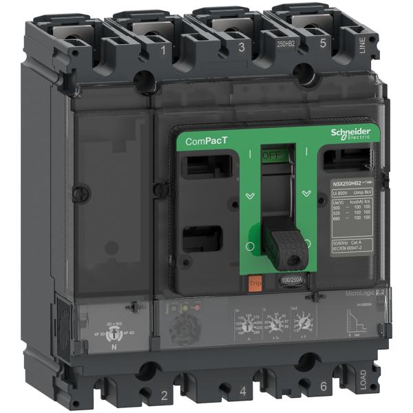 Interruptor automatico ComPacT NSX160N 50kA AC 4P4R 160A Micrologic 2.2