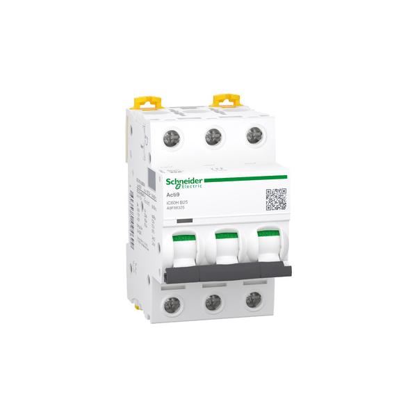 Magnetotérmico, Acti9 iC60H, 3P, 25 A, B curva, 10000 A (IEC 60898-1), 15 kA (IEC 60947-2)
