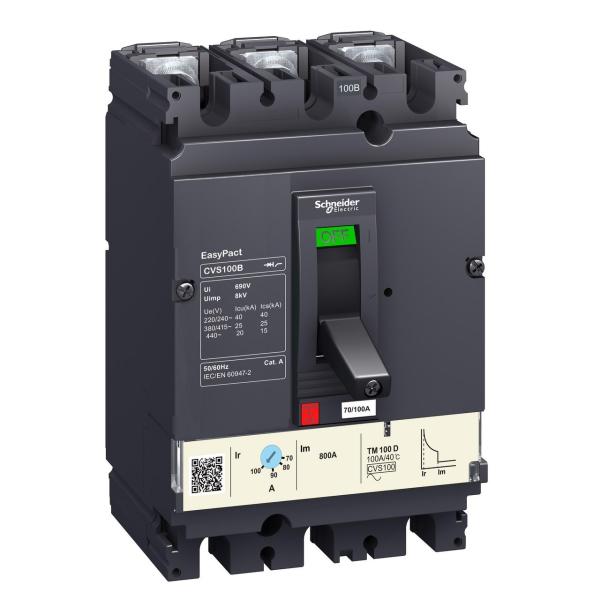 INTERRUPTOR AUTOMÁTICO CVS100B TRIPOLAR 25kA TM100D