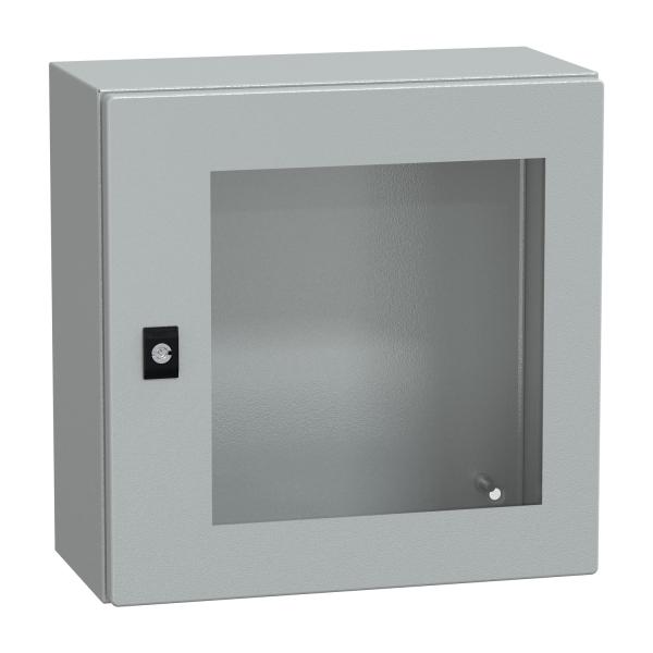 Armario mural de acero, PanelSeT CRN 400x400x200 puerta transparente sin placa de montaje