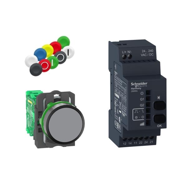 PACK XB5R 22mm EMISOR RECEPTOR PROGRAMABLE AC/DC CABLE 2 RELS
